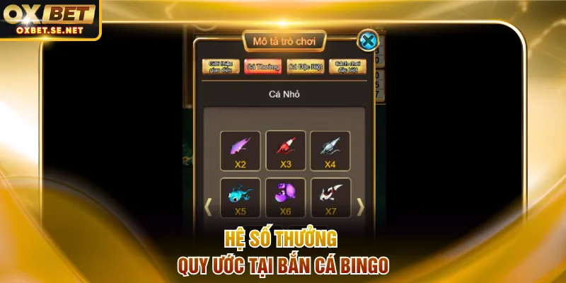 Hệ số thưởng quy ước tại bắn cá Bingo
